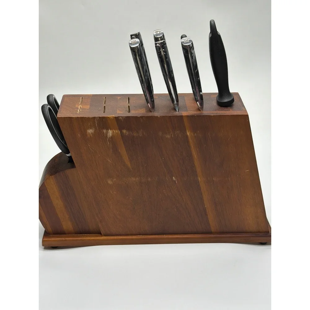 Piklohas 8 Piece Knife Set‎ with Wood Block Marbled Handles Steak Knives Shears